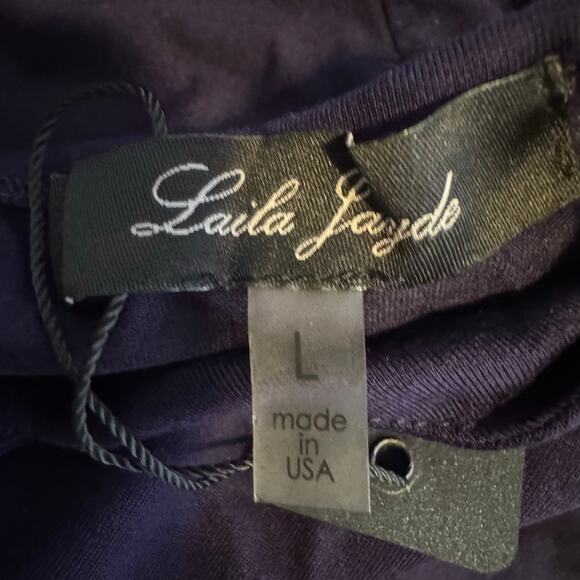 Laila Jayde Long Sleeve Keyhole Top Purple Ink NWT Size Large - Picture 8 of 9